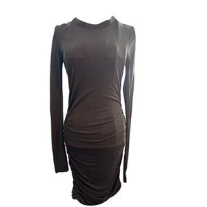 A.L.C Ruched Olive Green Shirt Dress Size XS